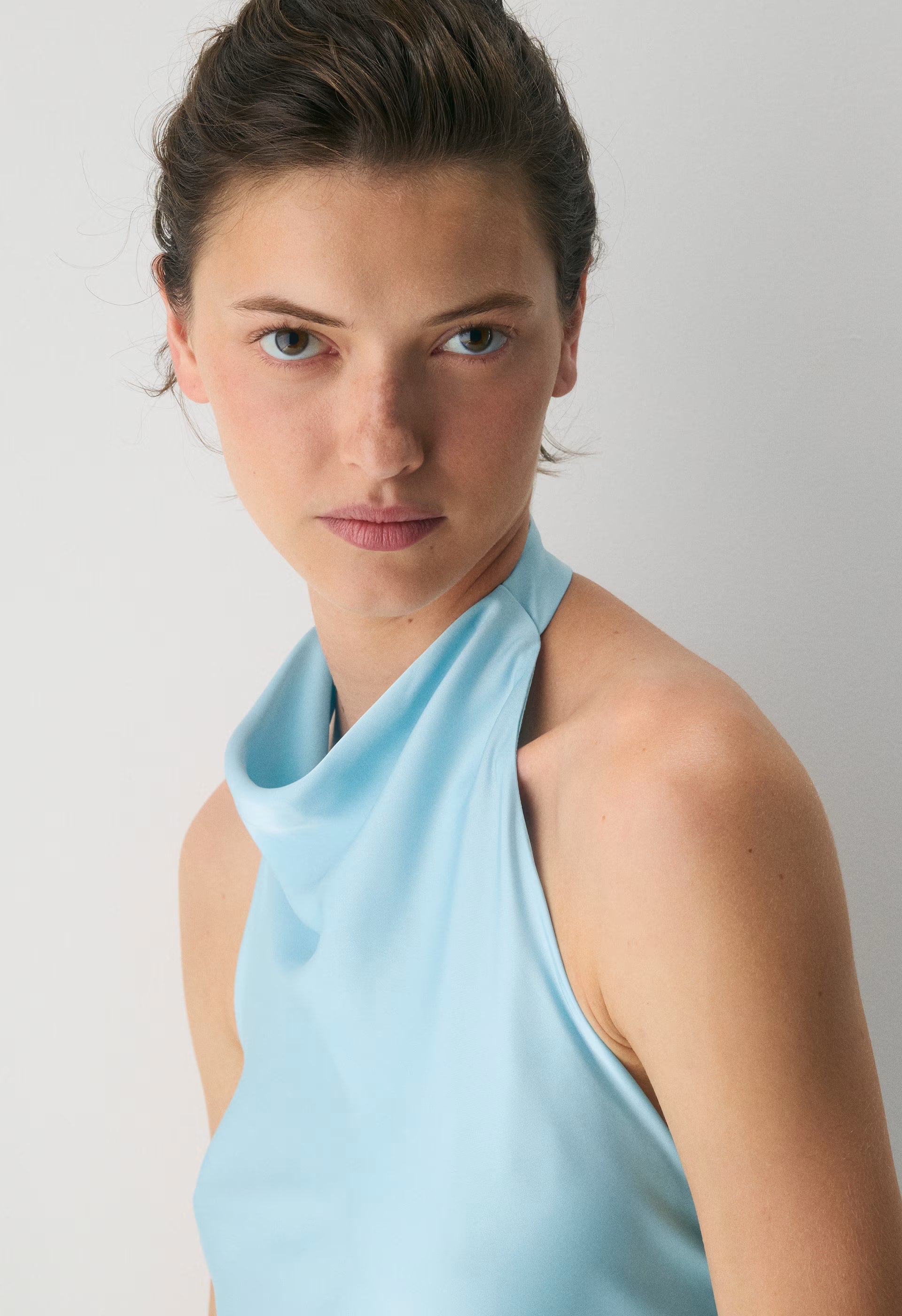 Audience Satin Halter Top - PANORAMA BLUE