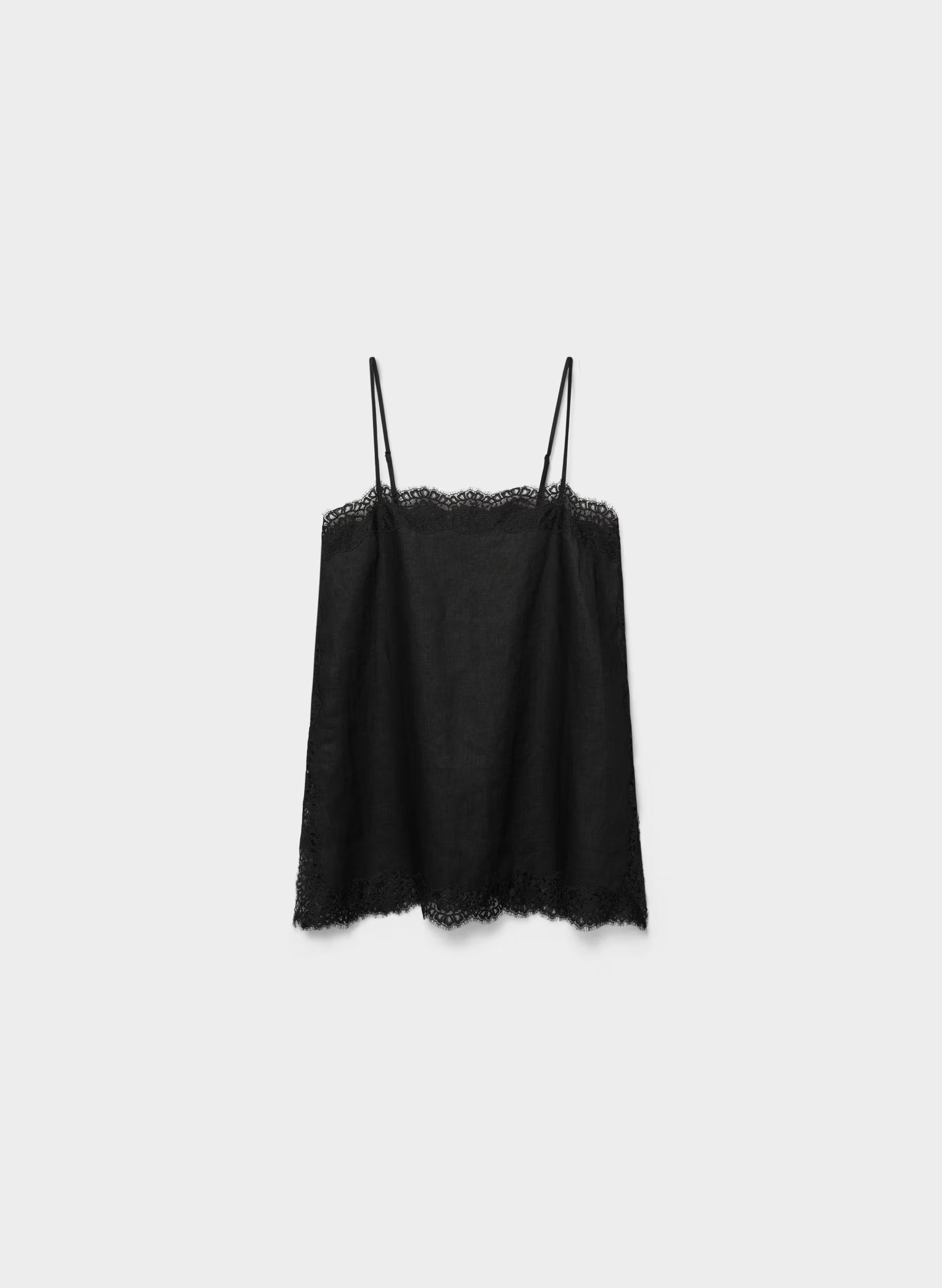 Serif Linen Camisole - BLACK/BLACK