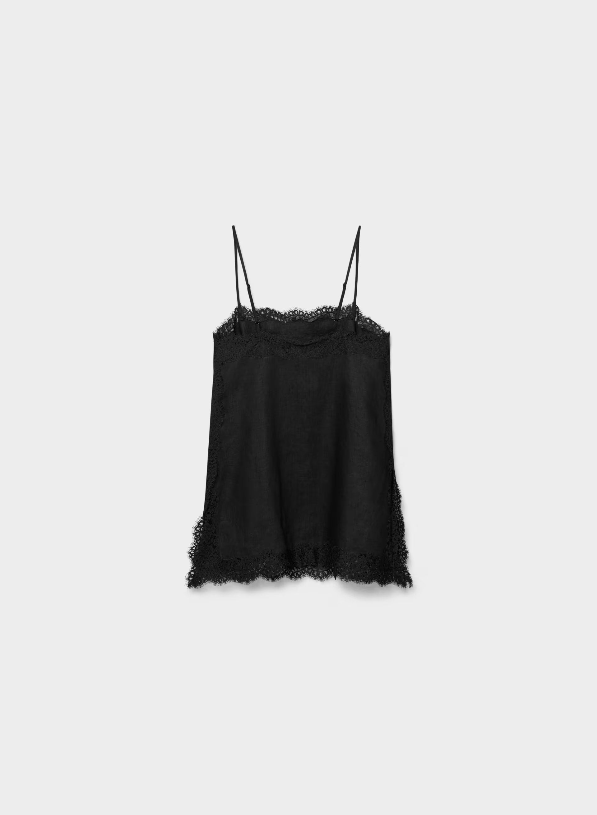 Serif Linen Camisole - BLACK/BLACK