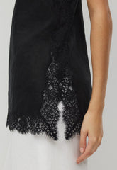 Serif Linen Camisole - BLACK/BLACK