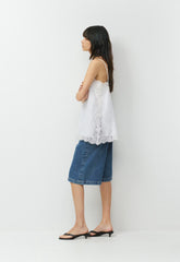 Serif Linen Camisole - WHITE/LIGHT BIRCH