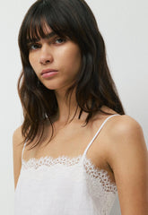 Serif Linen Camisole - WHITE/LIGHT BIRCH