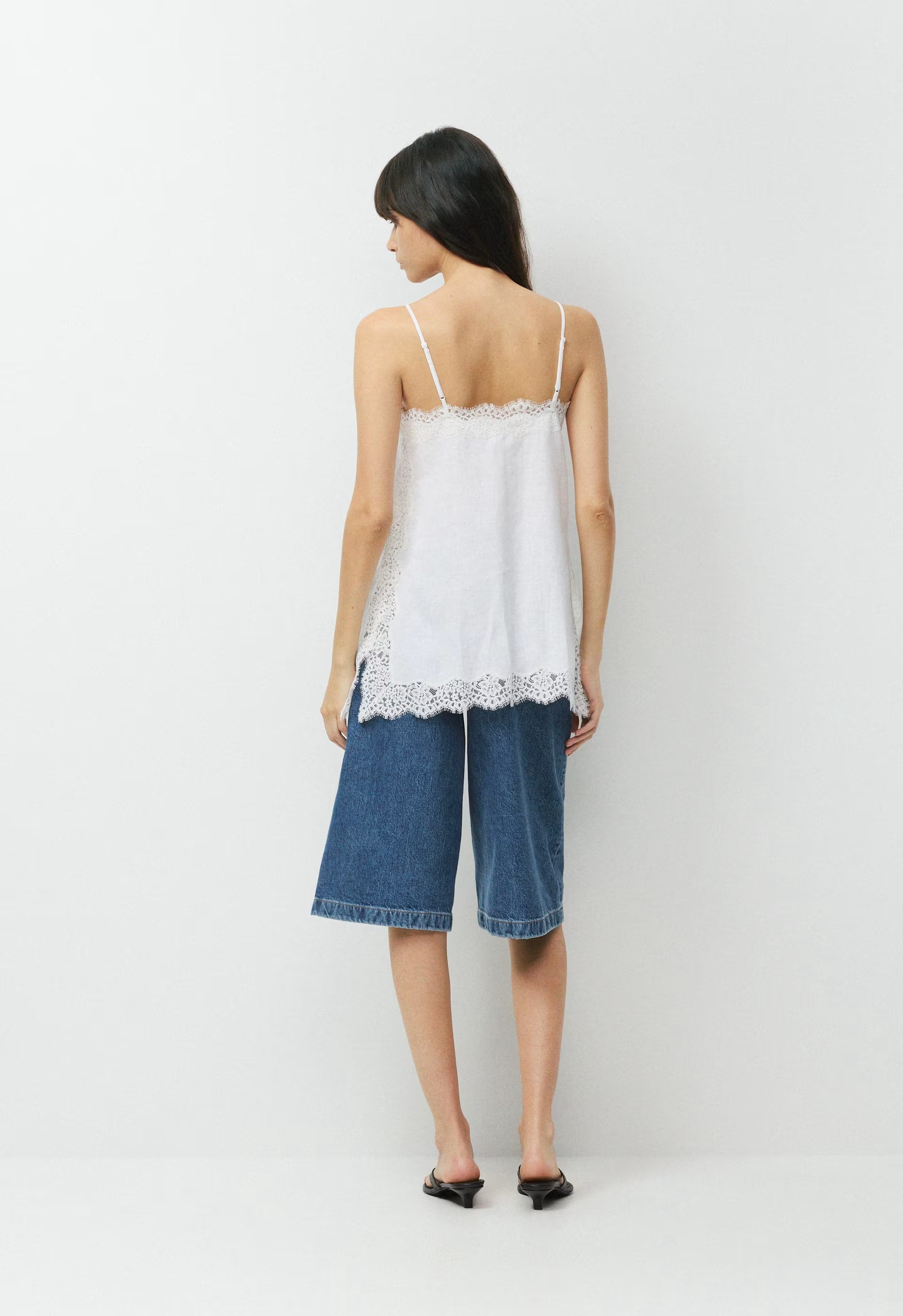 Serif Linen Camisole - WHITE/LIGHT BIRCH