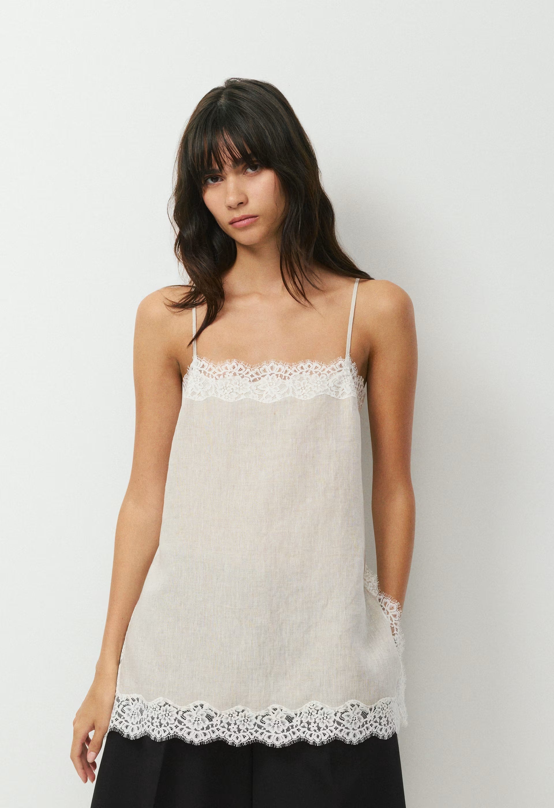 Serif Linen Camisole - UNDYED ECRU/LT BIRCH