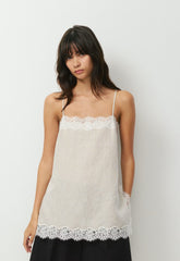 Serif Linen Camisole - UNDYED ECRU/LT BIRCH