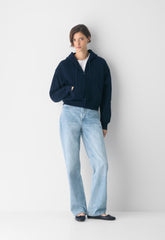 Cozy Sweatfleece Boyfriend Boxy Zip Hoodie - ADMIRAL