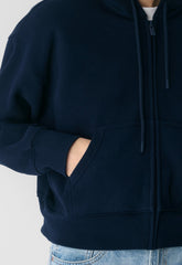 Cozy Sweatfleece Boyfriend Boxy Zip Hoodie - ADMIRAL