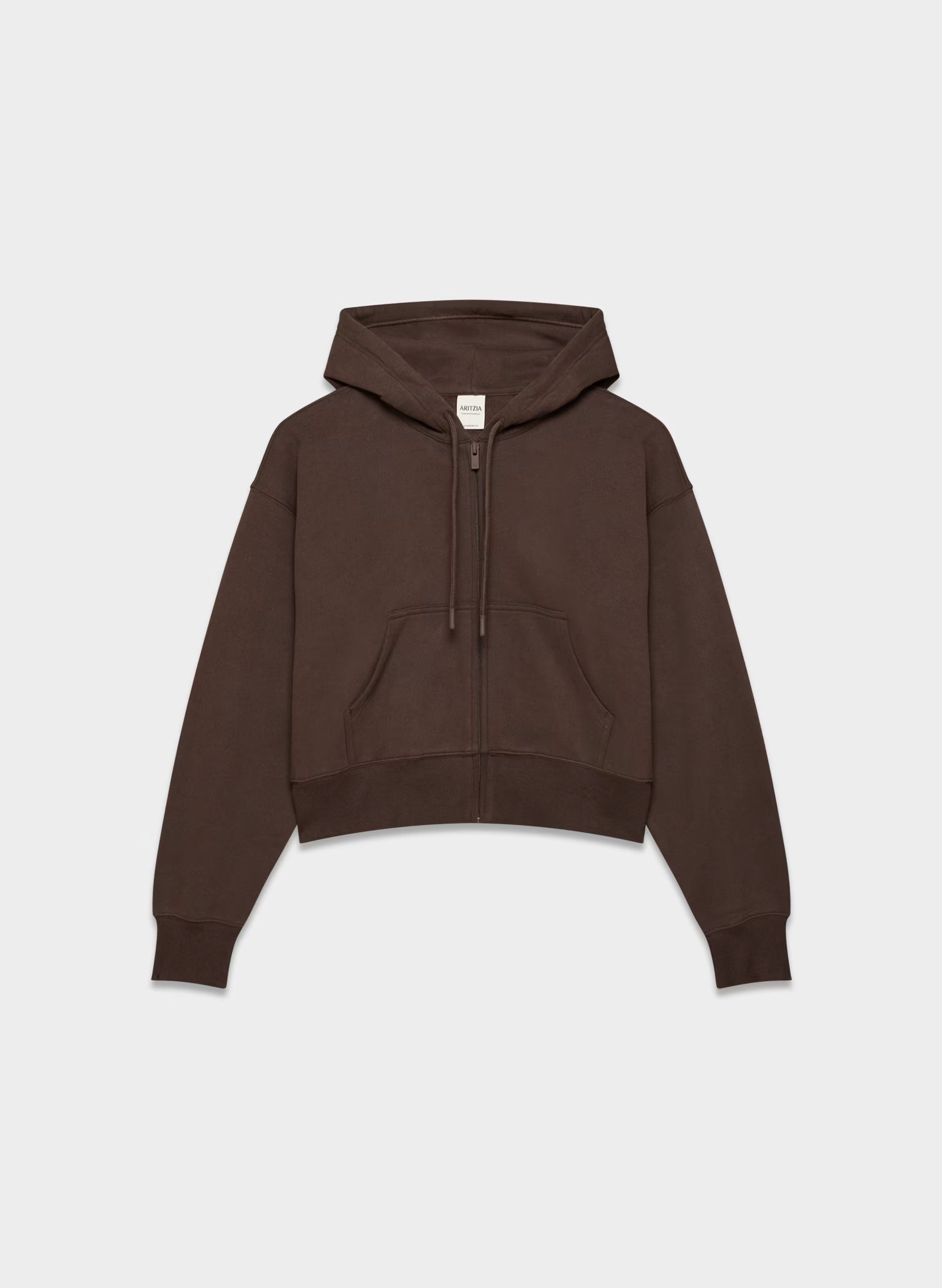 Cozy Sweatfleece Boyfriend Boxy Zip Hoodie - RICH MOCHA BROWN