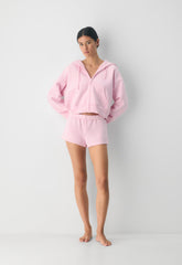 Cozy Sweatfleece Boyfriend Boxy Zip Hoodie - MILKSHAKE PINK
