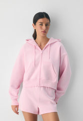Cozy Sweatfleece Boyfriend Boxy Zip Hoodie - MILKSHAKE PINK