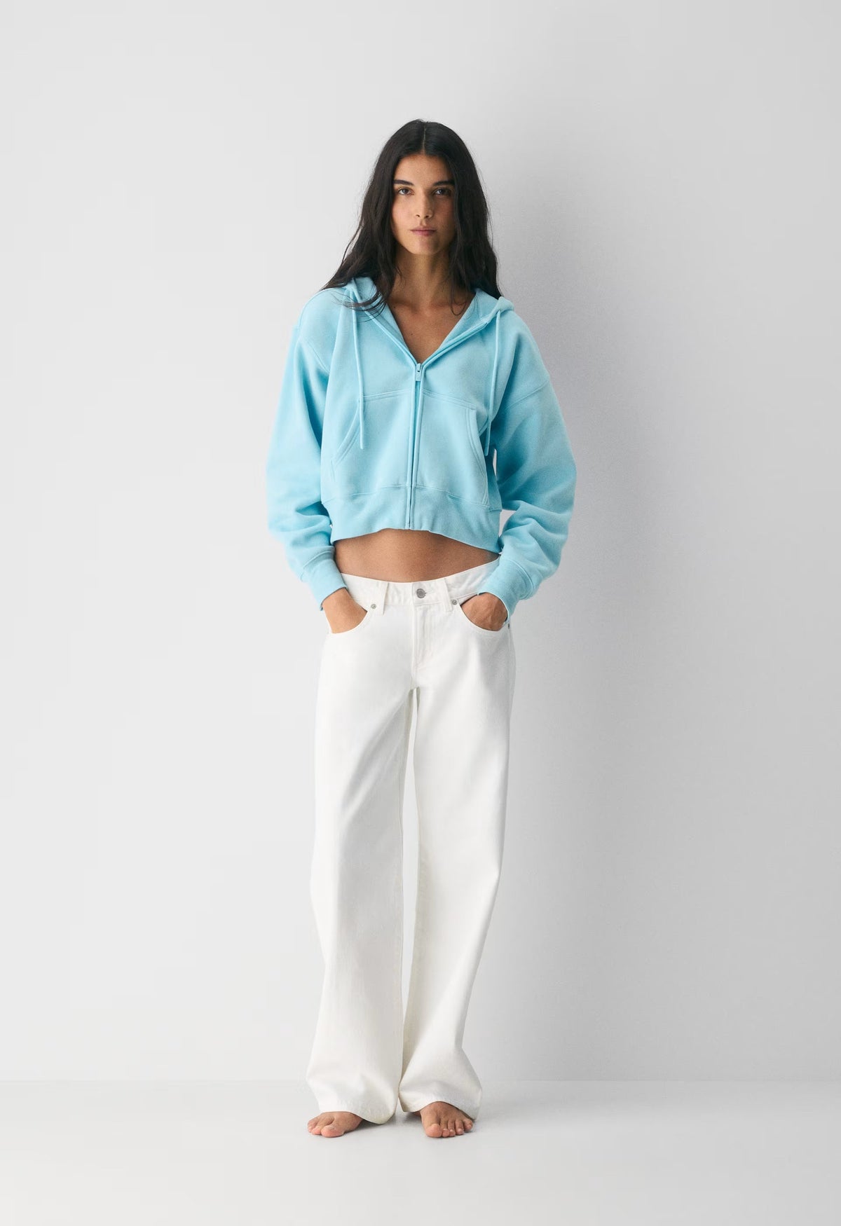 Cozy Sweatfleece Boyfriend Boxy Zip Hoodie - PANORAMA BLUE