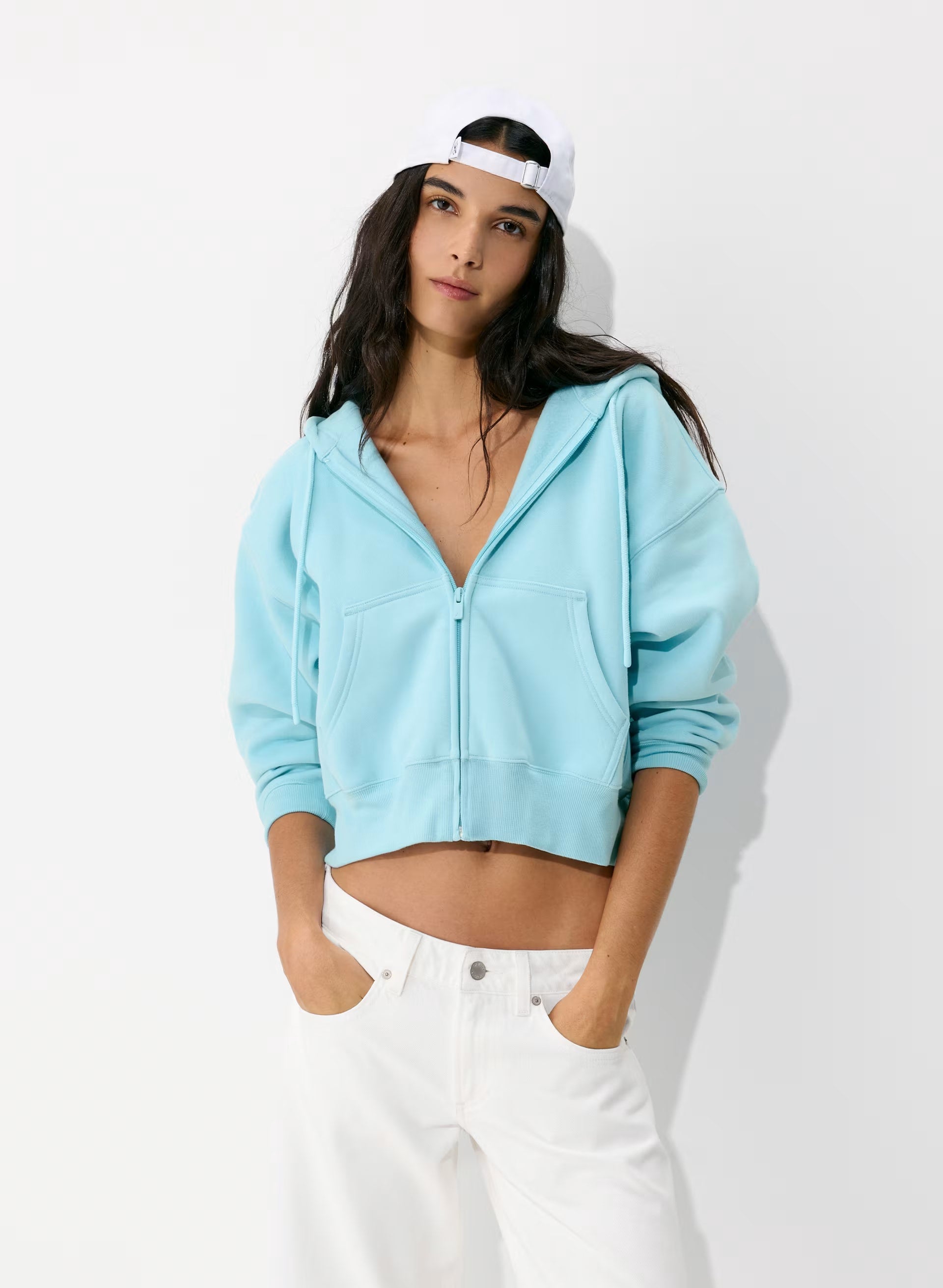 Cozy Sweatfleece Boyfriend Boxy Zip Hoodie - PANORAMA BLUE