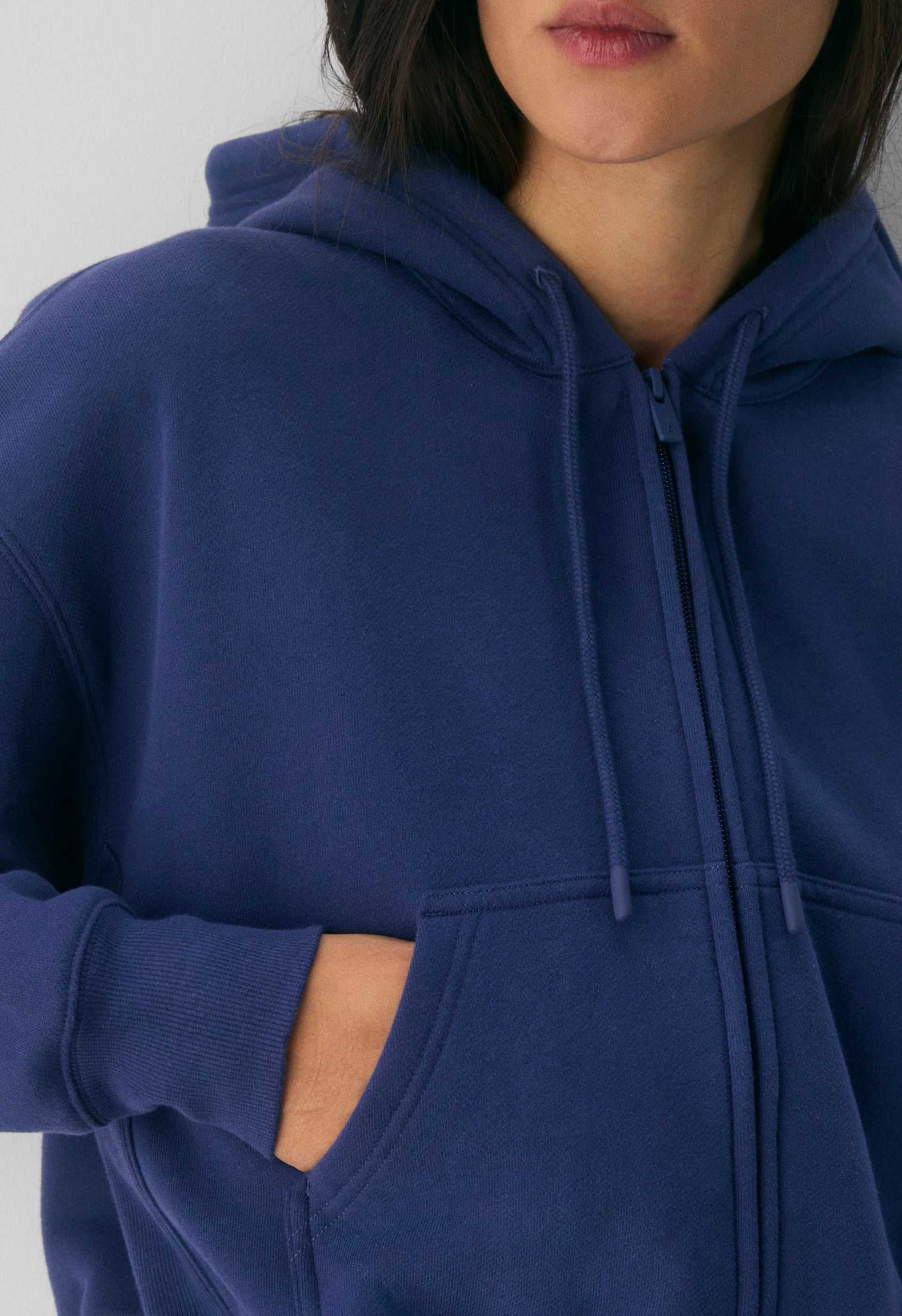 Cozy Sweatfleece Boyfriend Boxy Zip Hoodie - HARBOUR NAVY