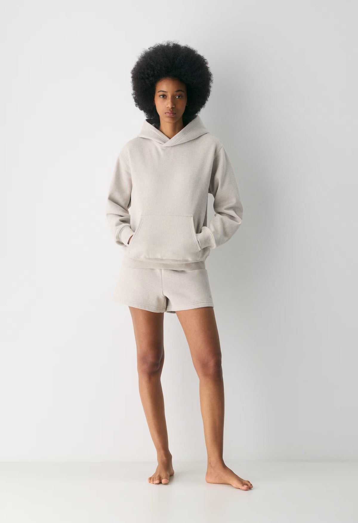 Cozy Sweatfleece Perfect Hoodie - HEATHER ECRU