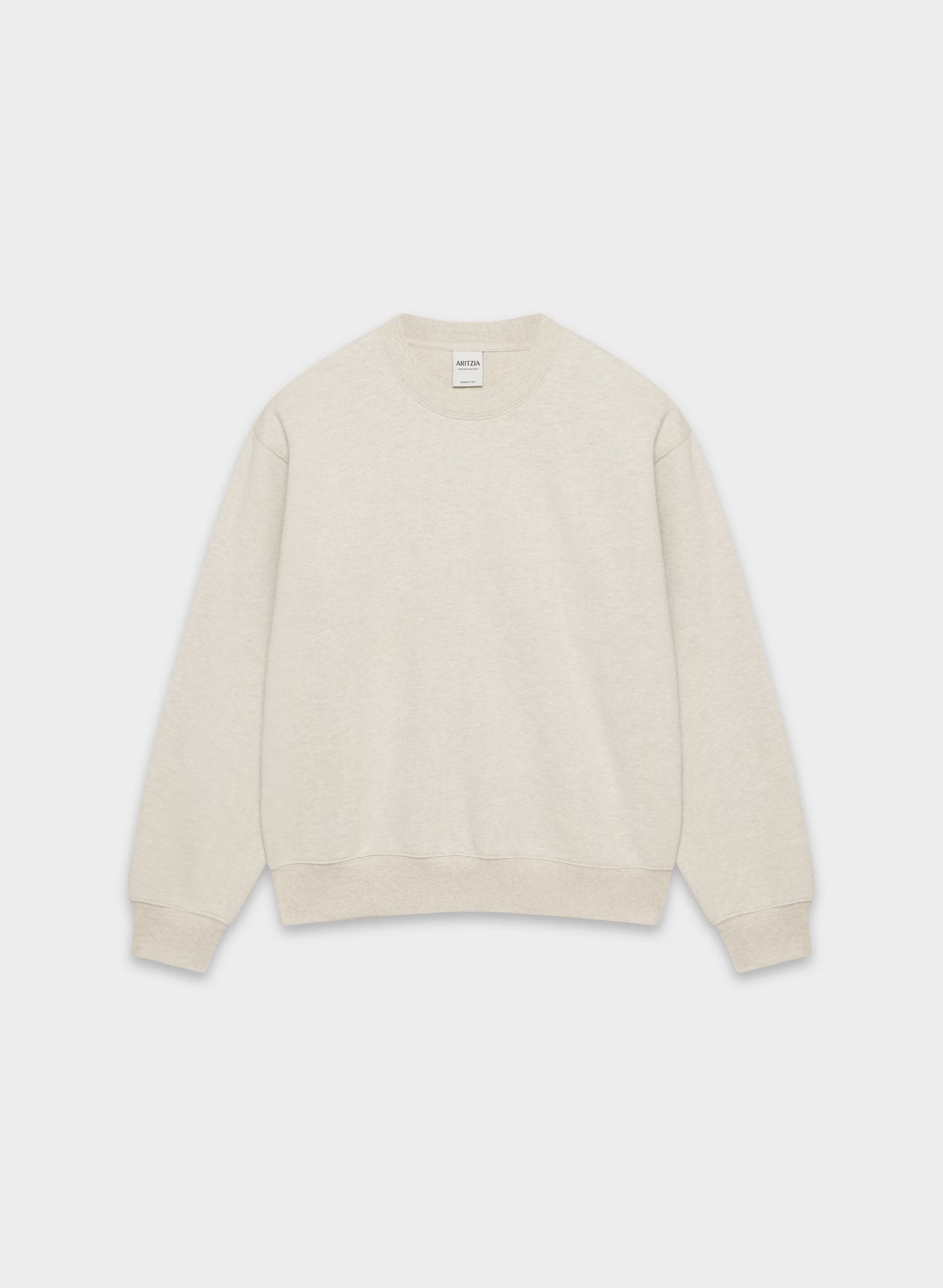 Cozy Sweatfleece Perfect Crew Sweatshirt - HEATHER ECRU