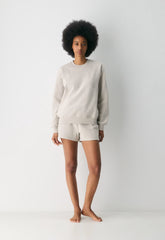 Cozy Sweatfleece Perfect Crew Sweatshirt - HEATHER ECRU