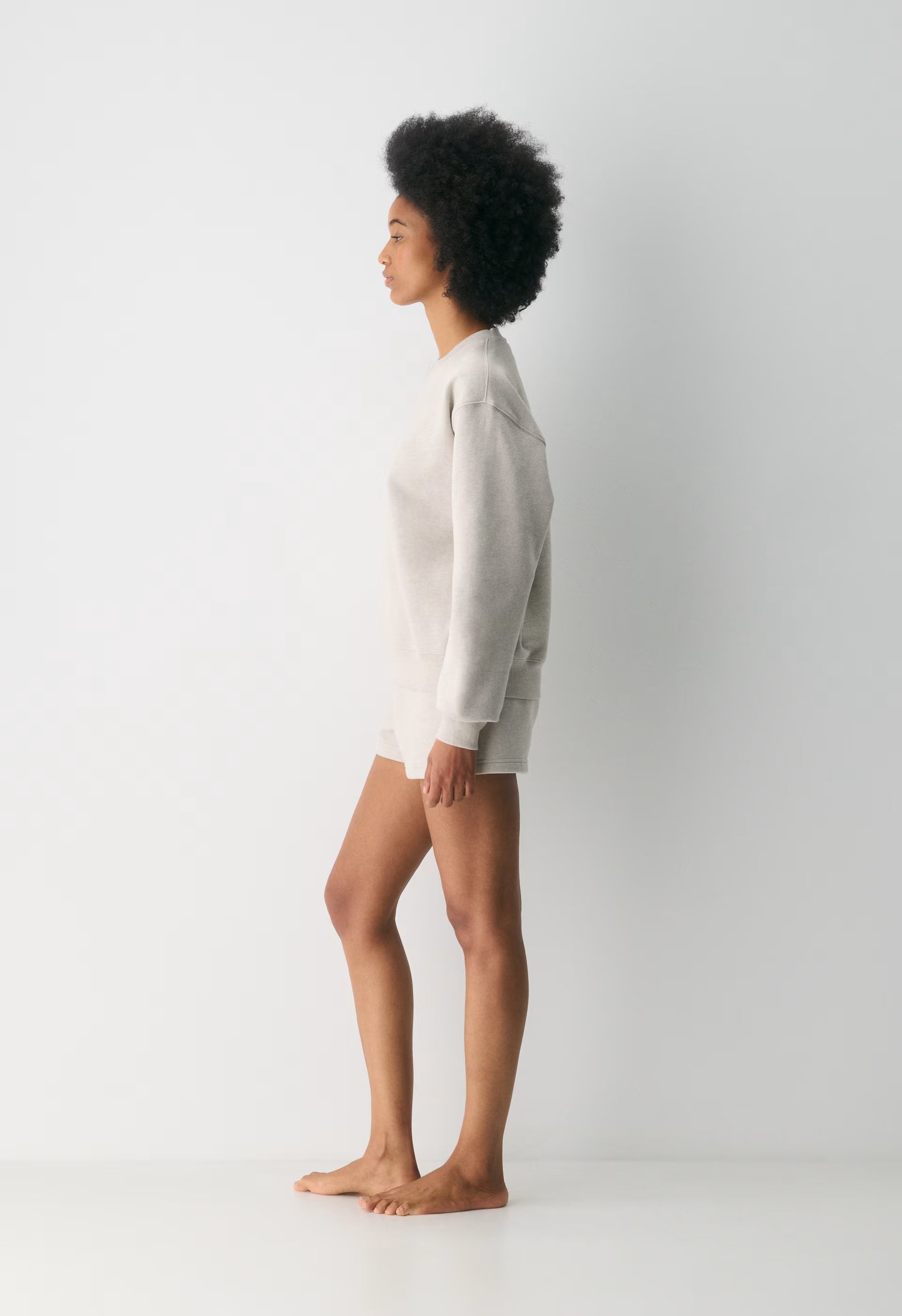 Cozy Sweatfleece Perfect Crew Sweatshirt - HEATHER ECRU