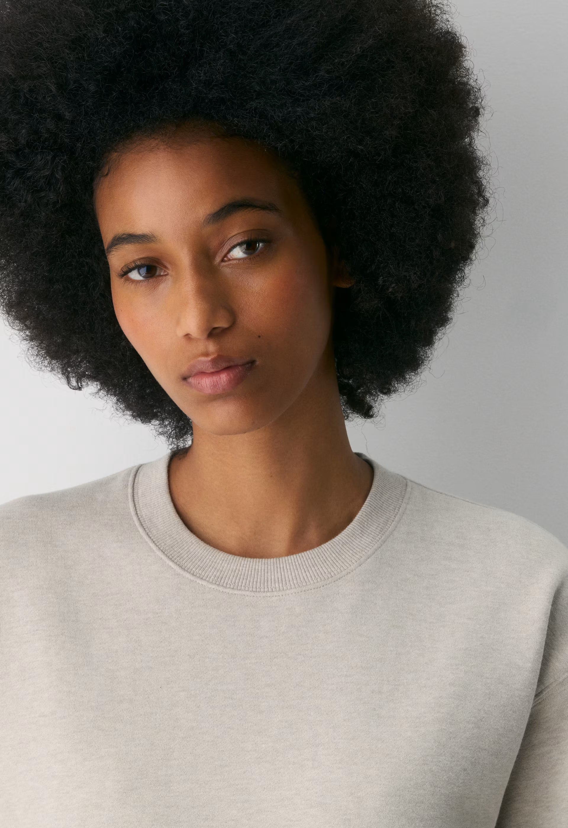 Cozy Sweatfleece Perfect Crew Sweatshirt - HEATHER ECRU