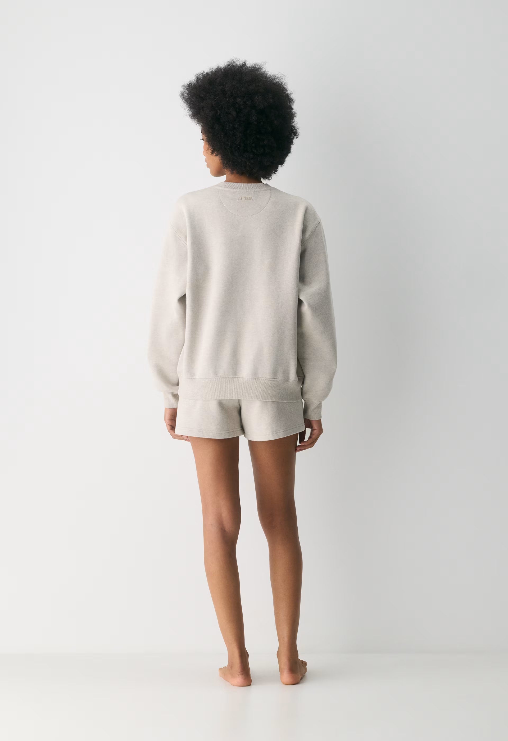 Cozy Sweatfleece Perfect Crew Sweatshirt - HEATHER ECRU