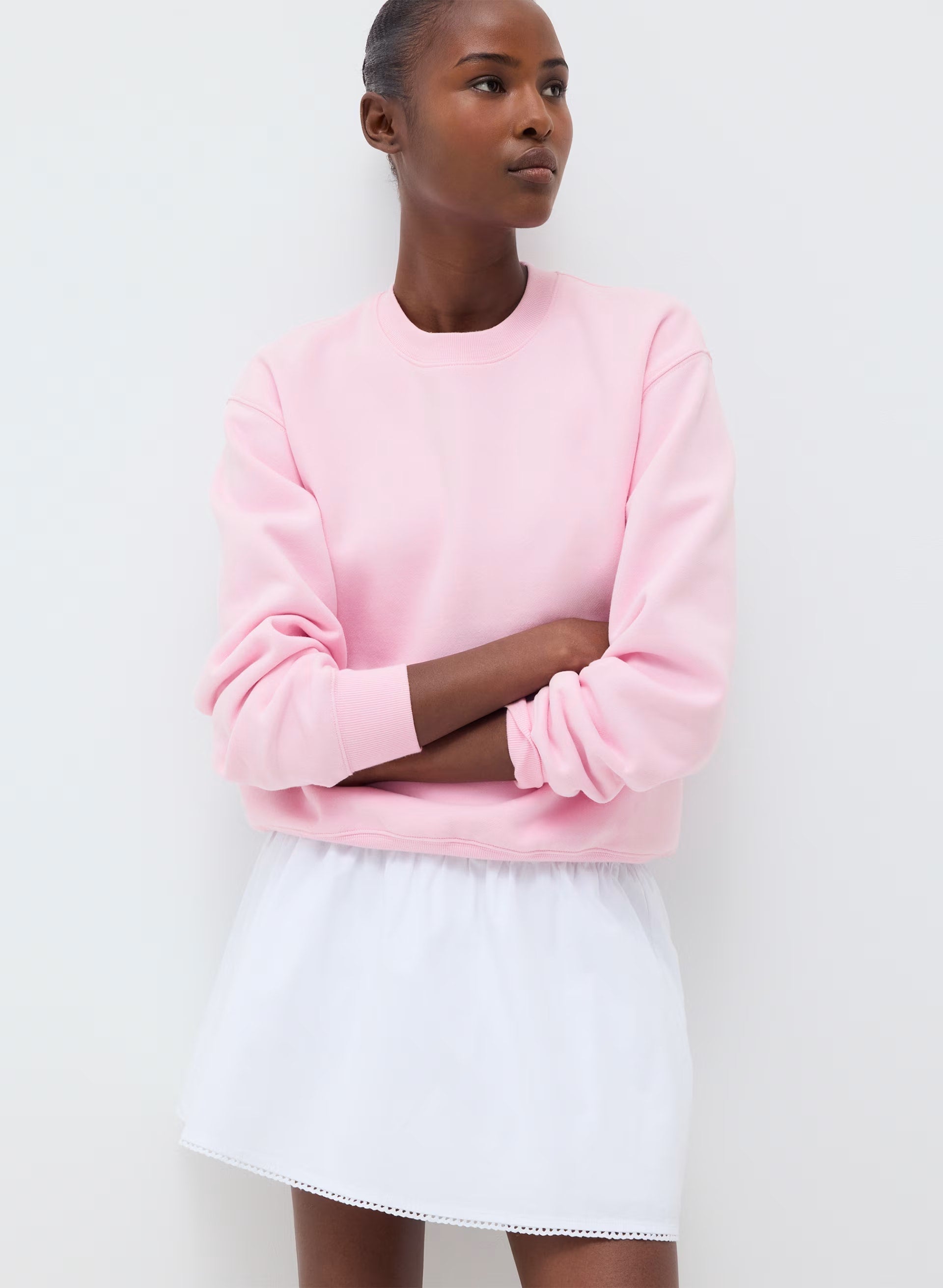 Cozy Sweatfleece Perfect Crew Sweatshirt - MILKSHAKE PINK