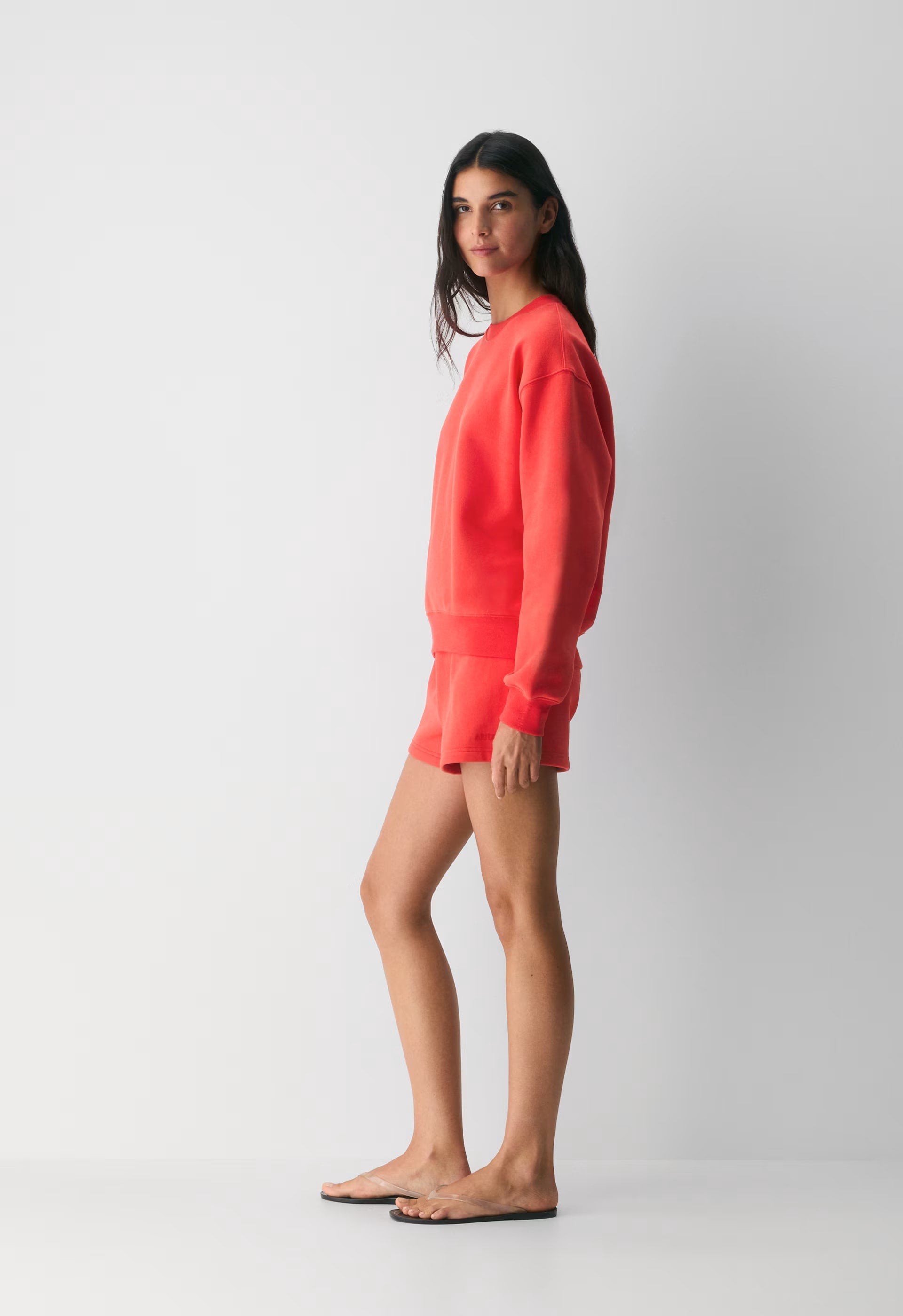 Cozy Sweatfleece Perfect Crew Sweatshirt - CHERRYBOMB RED