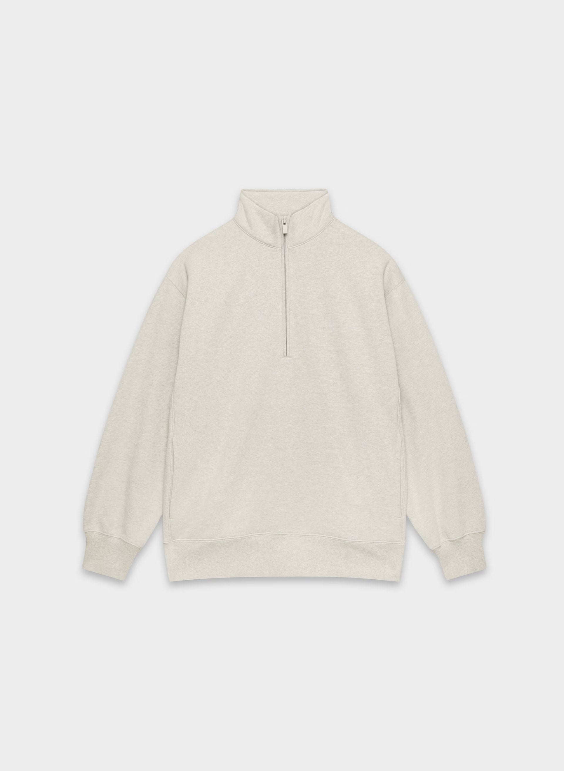 Cozy Sweatfleece Boyfriend 1/2 Zip - HEATHER ECRU