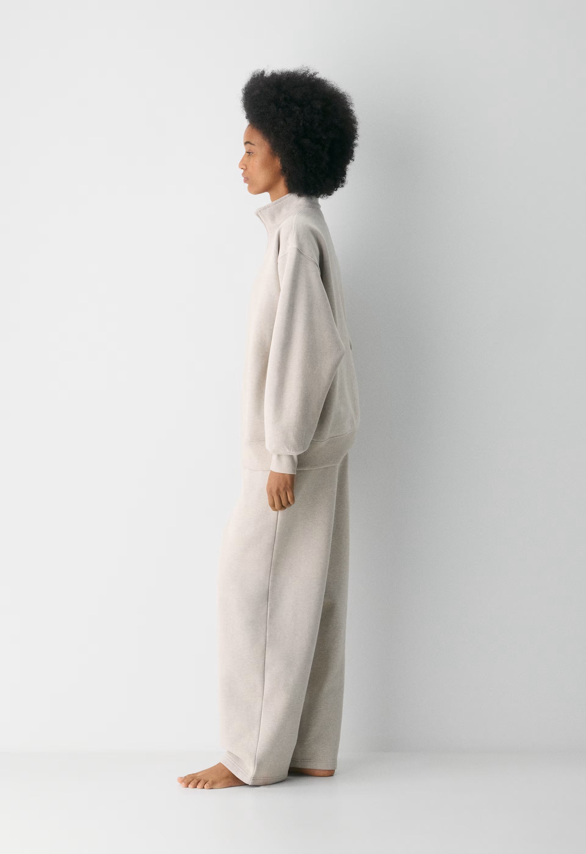 Cozy Sweatfleece Boyfriend 1/2 Zip - HEATHER ECRU