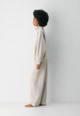 Cozy Sweatfleece Boyfriend 1/2 Zip - HEATHER ECRU