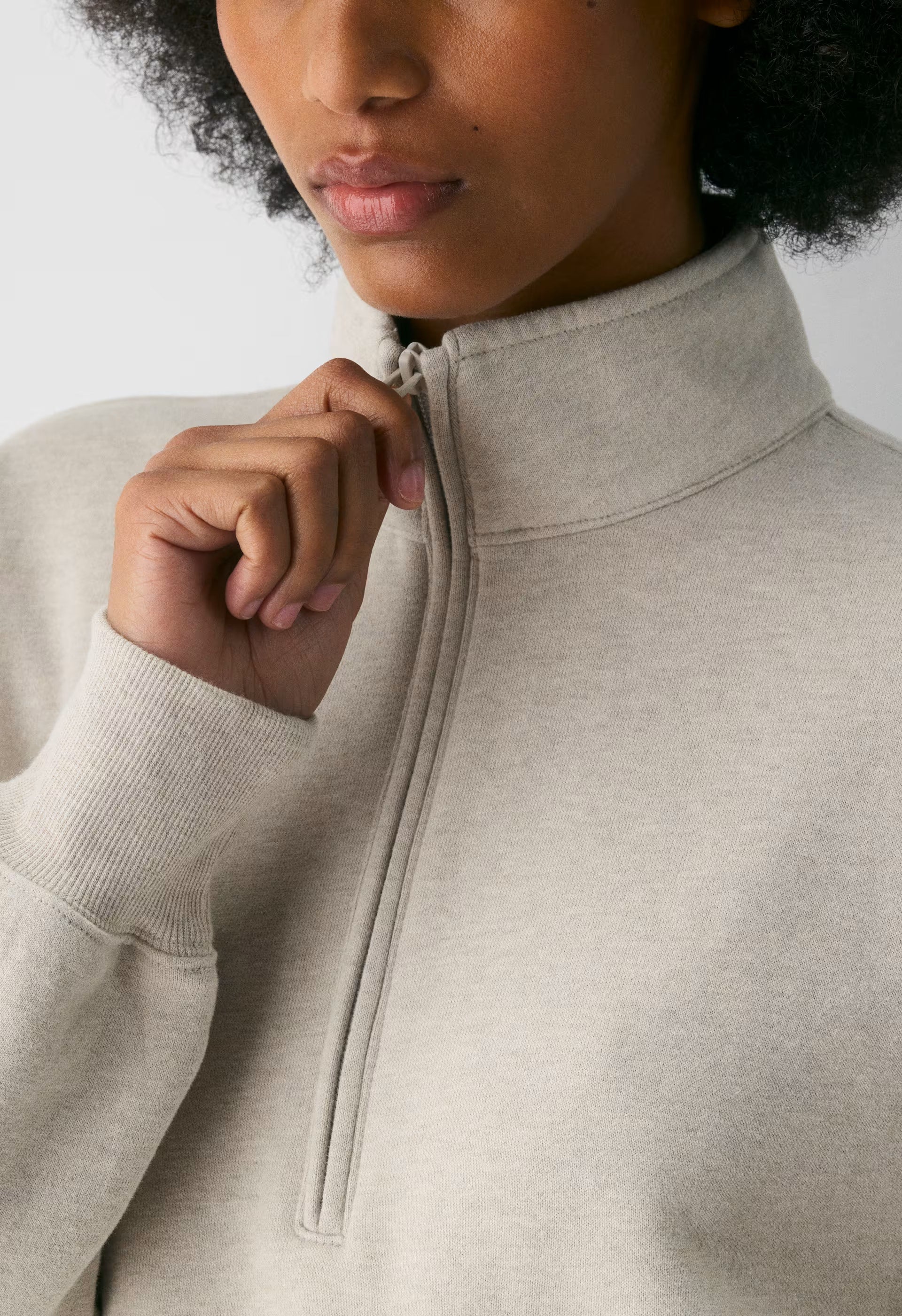 Cozy Sweatfleece Boyfriend 1/2 Zip - HEATHER ECRU