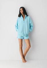 Cozy Sweatfleece Boyfriend 1/2 Zip - PANORAMA BLUE