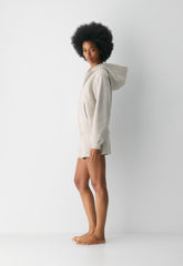 Cozy Sweatfleece Perfect Zip Hoodie - HEATHER ECRU