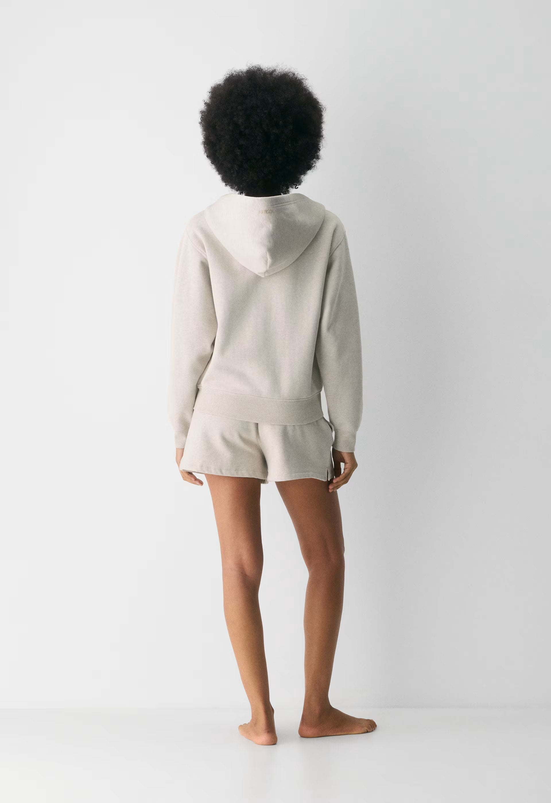 Cozy Sweatfleece Perfect Zip Hoodie - HEATHER ECRU