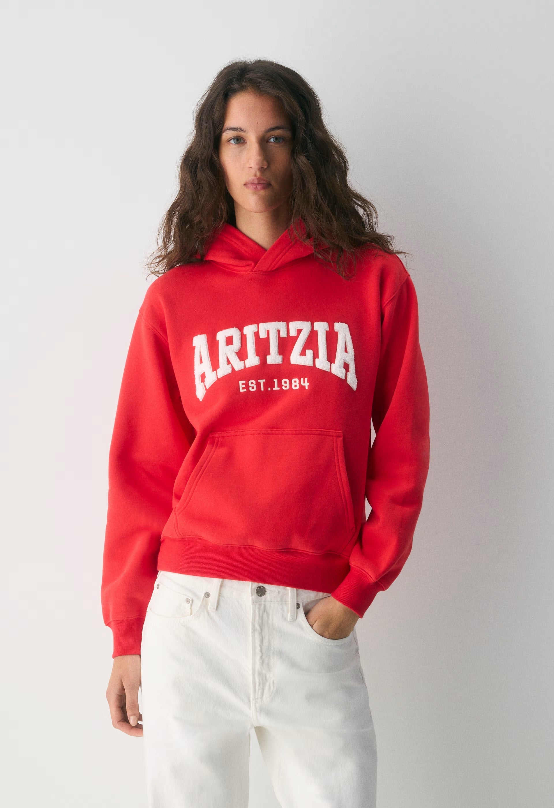 Cozy Sweatfleece Perfect Hoodie - CHERRYBOMB RED/LT BCH