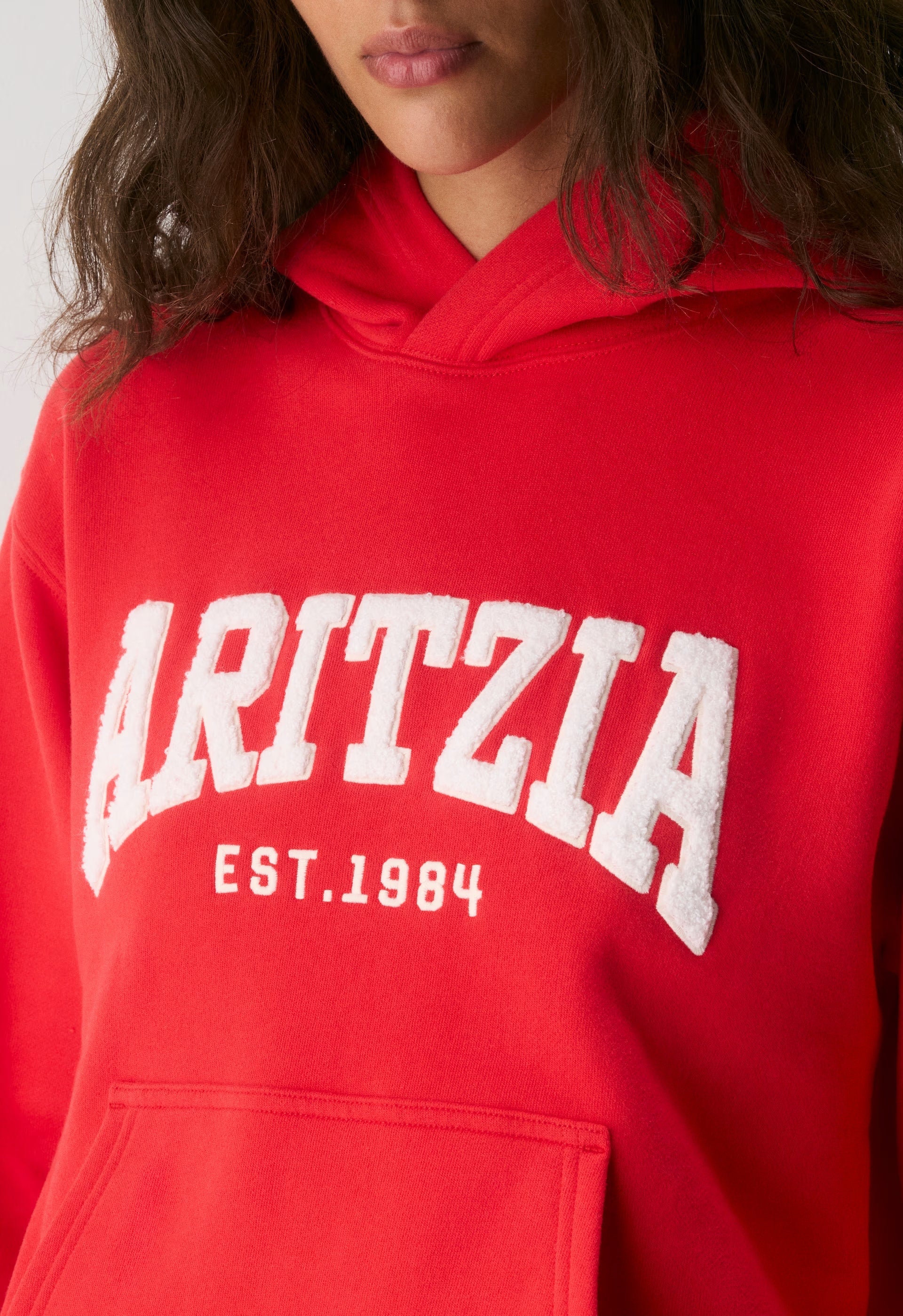 Cozy Sweatfleece Perfect Hoodie - CHERRYBOMB RED/LT BCH