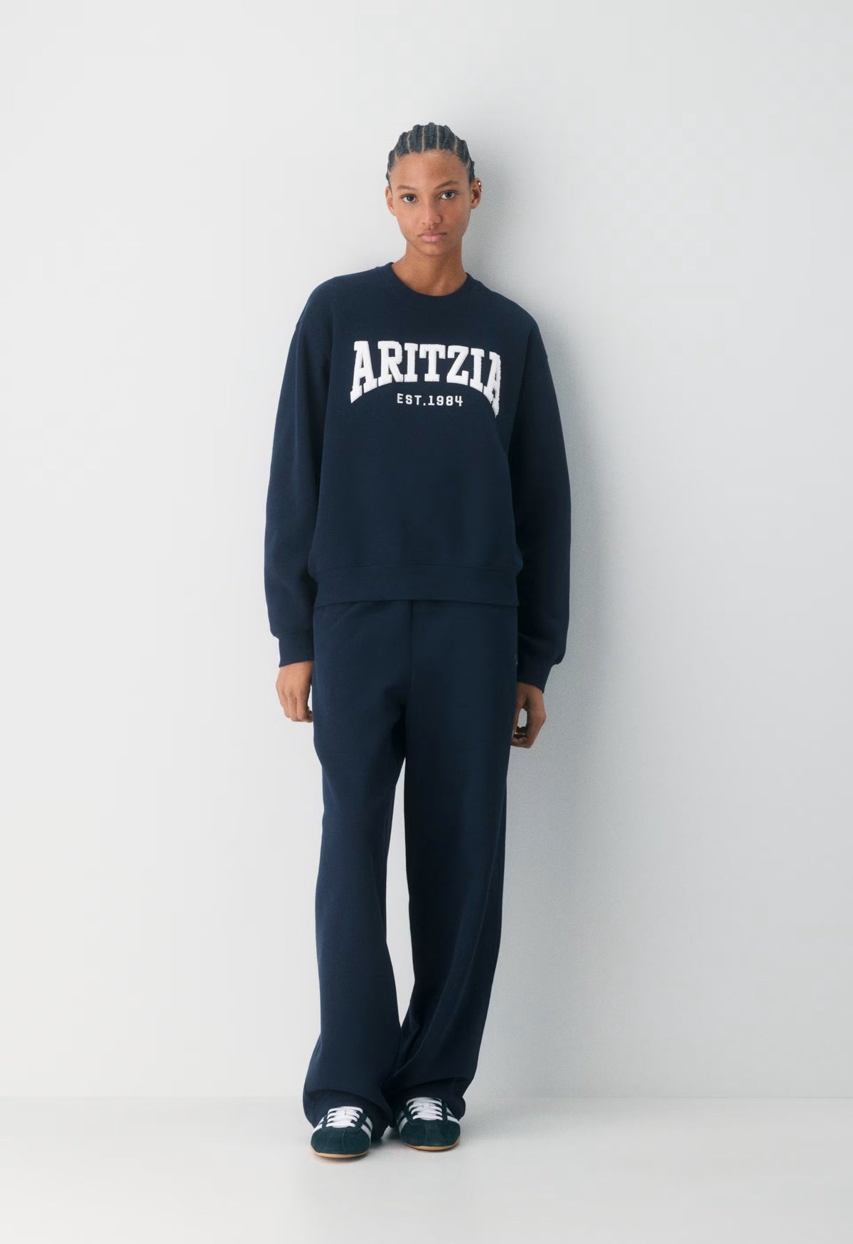 Cozy Sweatfleece Perfect Crew Sweatshirt - ADMIRAL/ LIGHT BIRCH