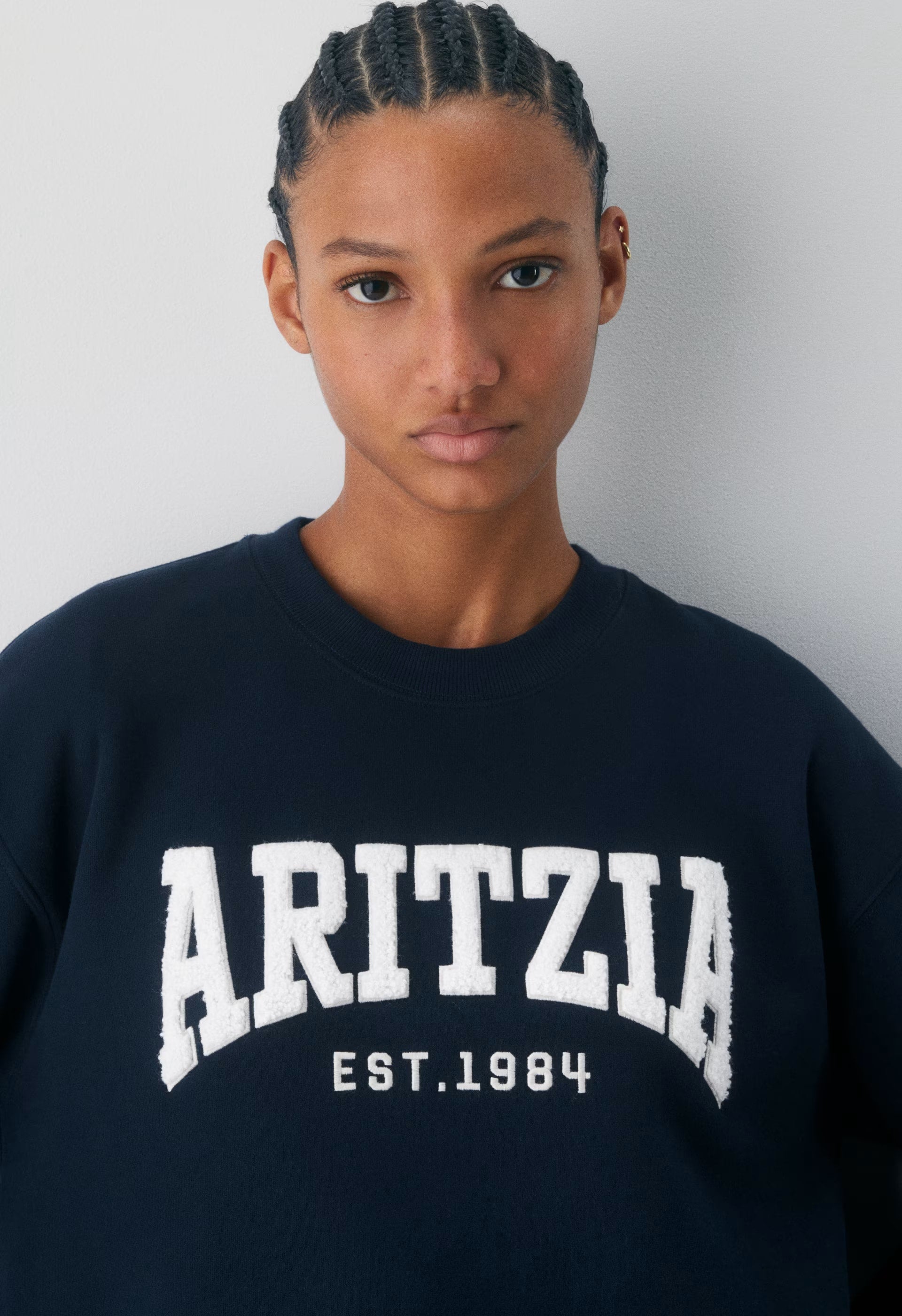 Cozy Sweatfleece Perfect Crew Sweatshirt - ADMIRAL/ LIGHT BIRCH