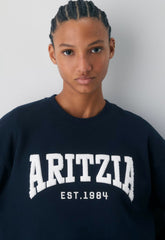 Cozy Sweatfleece Perfect Crew Sweatshirt - ADMIRAL/ LIGHT BIRCH