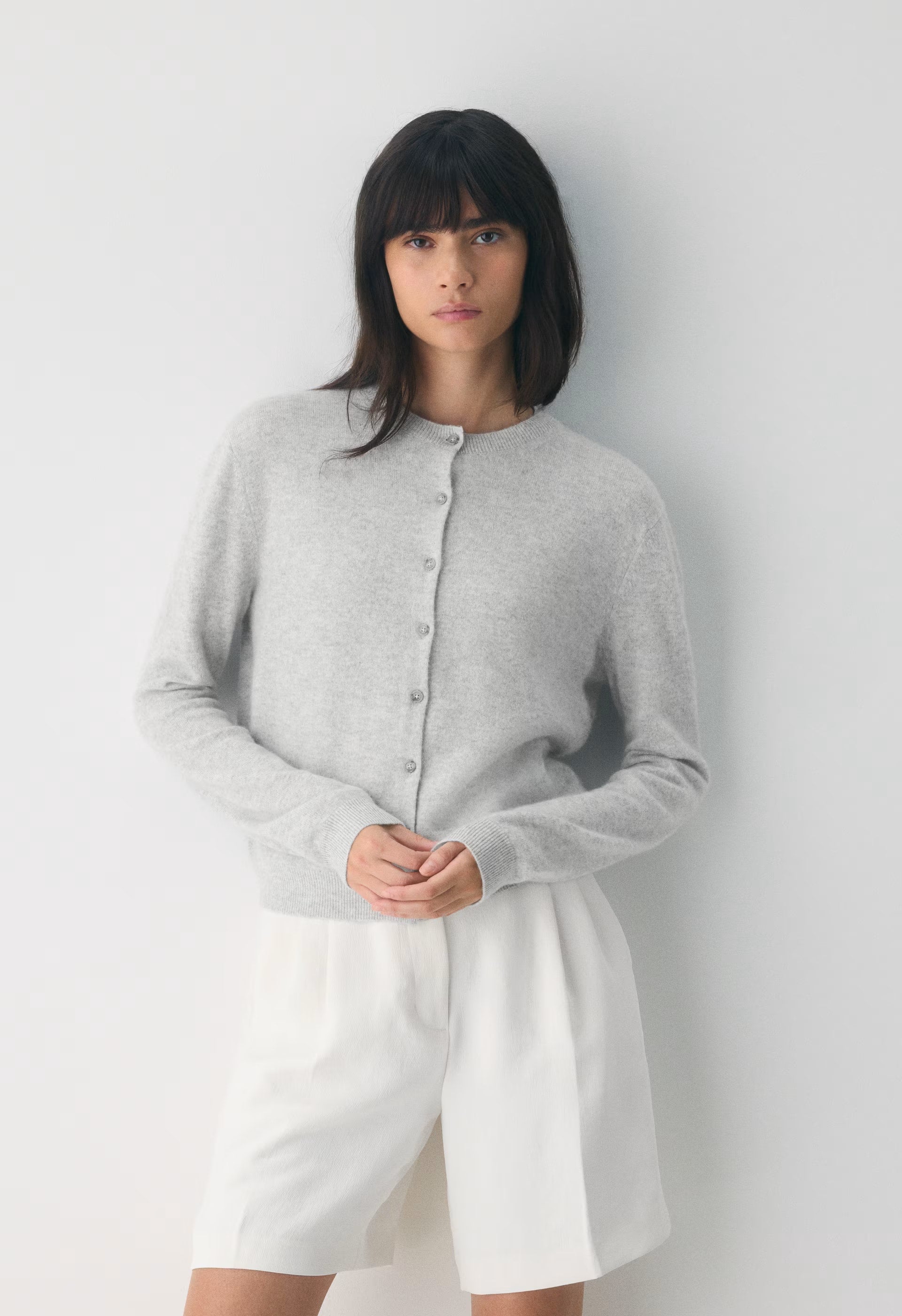 Bare Cashmere Noteworthy Cardigan - HEATHER CHROME