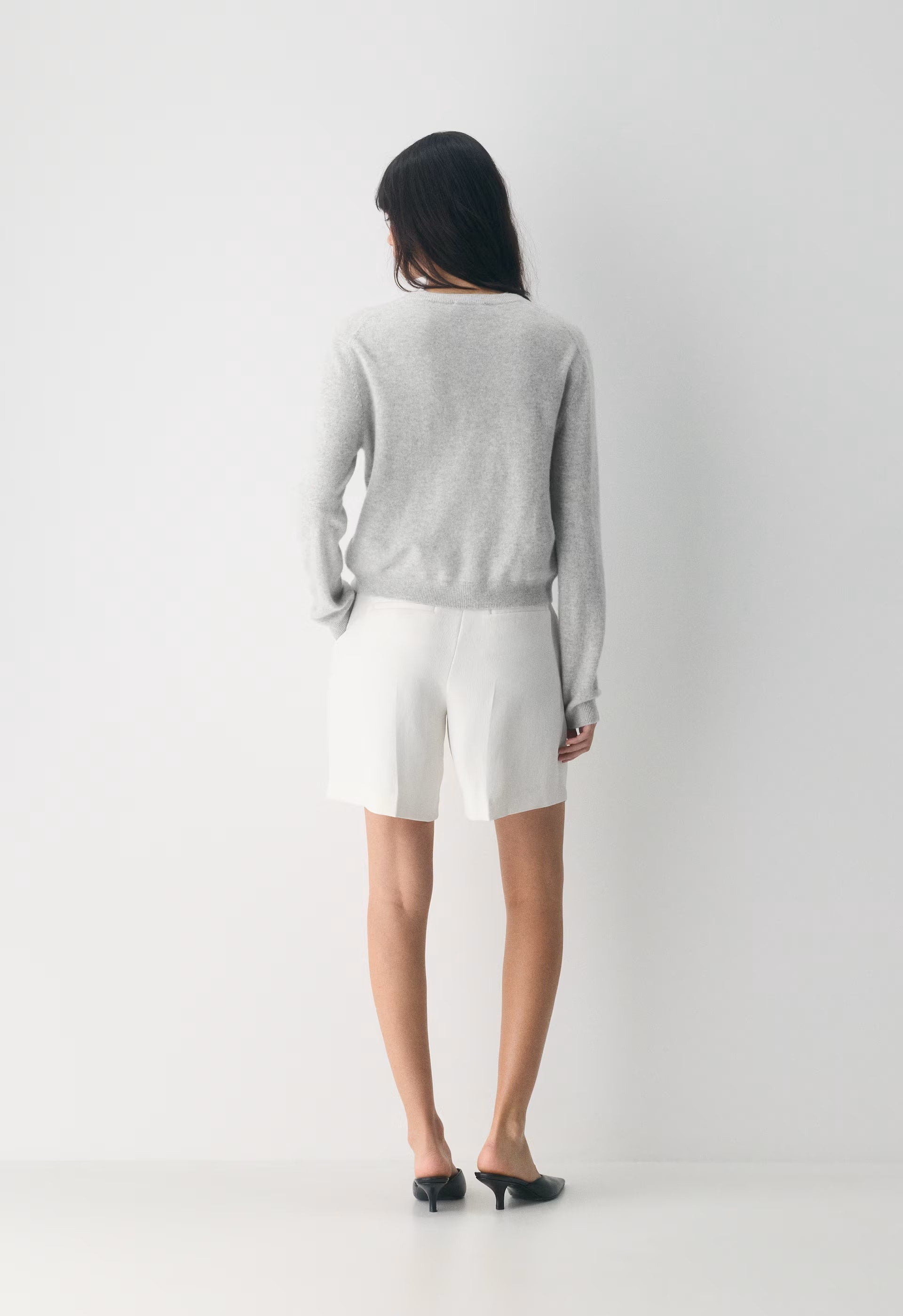 Bare Cashmere Noteworthy Cardigan - HEATHER CHROME