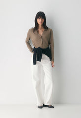 Bare Cashmere Laureate Cardigan - HEATHER FOLIO TAUPE