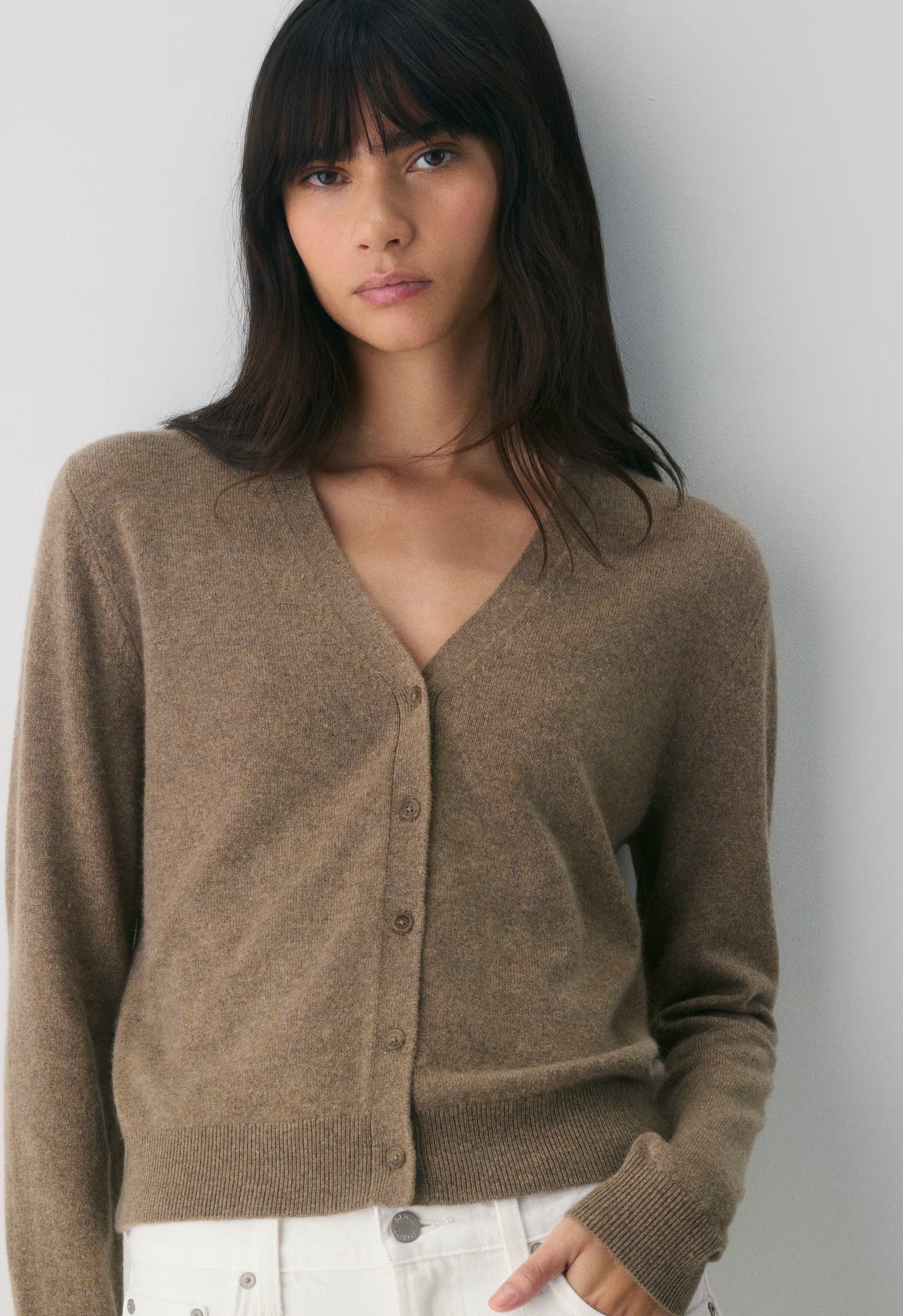 Bare Cashmere Laureate Cardigan - HEATHER FOLIO TAUPE