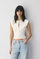 Golightly Sleeveless Cardigan - Wonder Yarn - LIGHT BIRCH