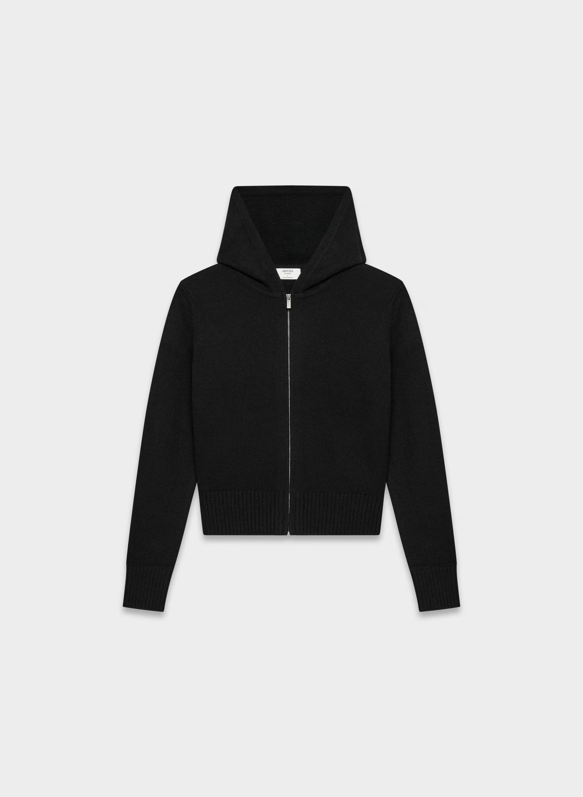 Essential Cashmere Idyllic Zip Hoodie - BLACK