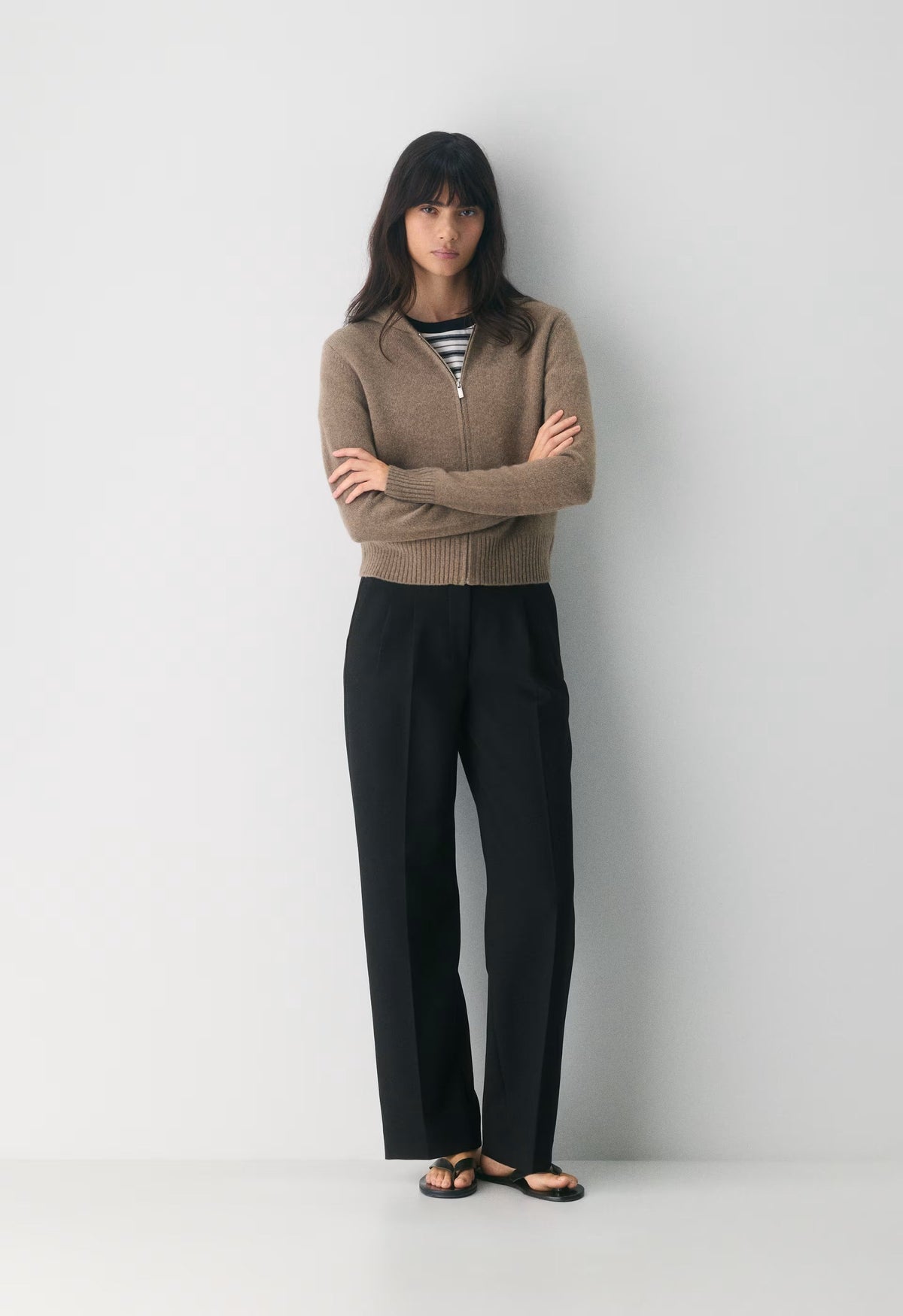 Essential Cashmere Idyllic Zip Hoodie - HEATHER FOLIO TAUPE