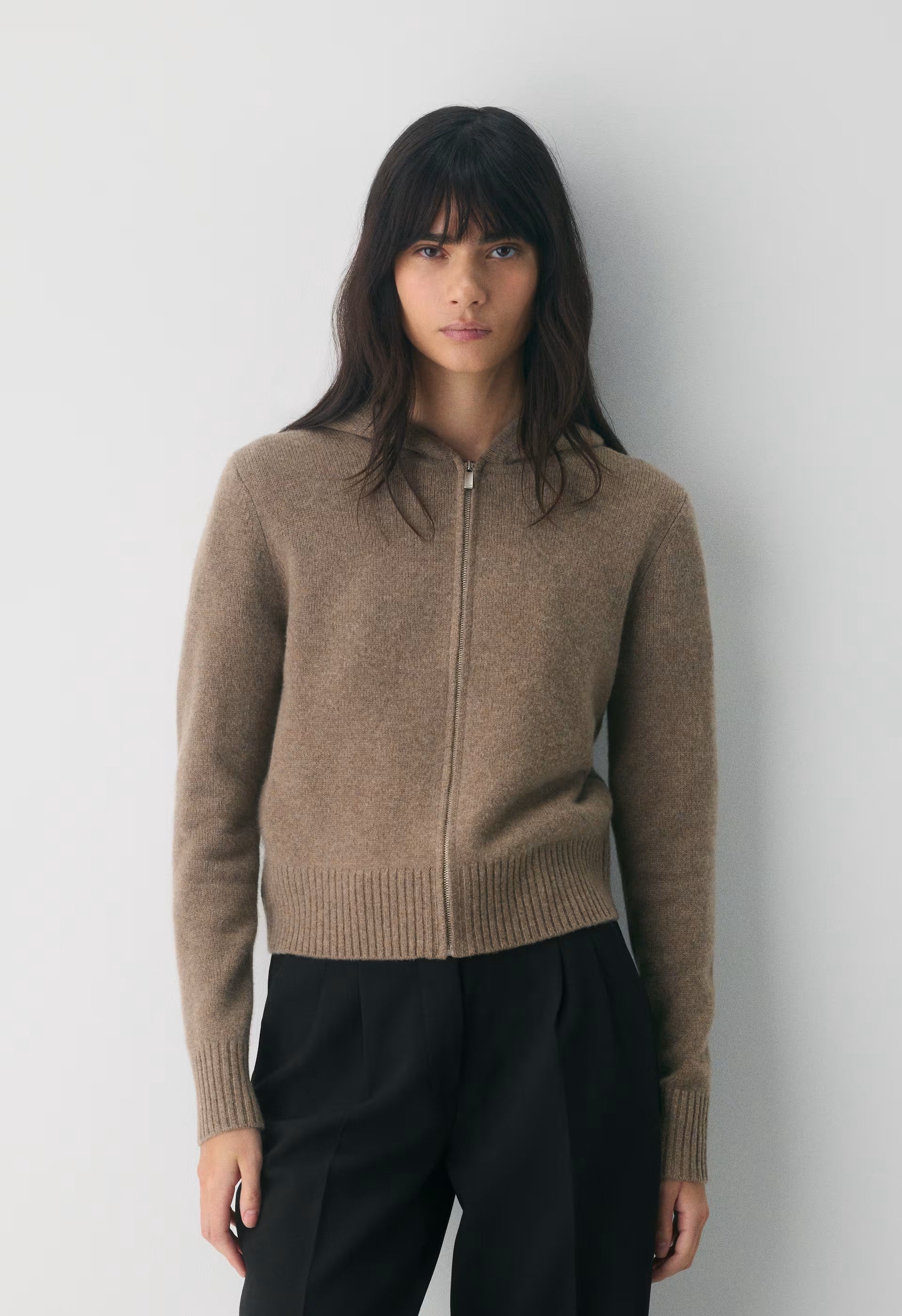 Essential Cashmere Idyllic Zip Hoodie - HEATHER FOLIO TAUPE
