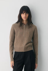 Essential Cashmere Idyllic Zip Hoodie - HEATHER FOLIO TAUPE