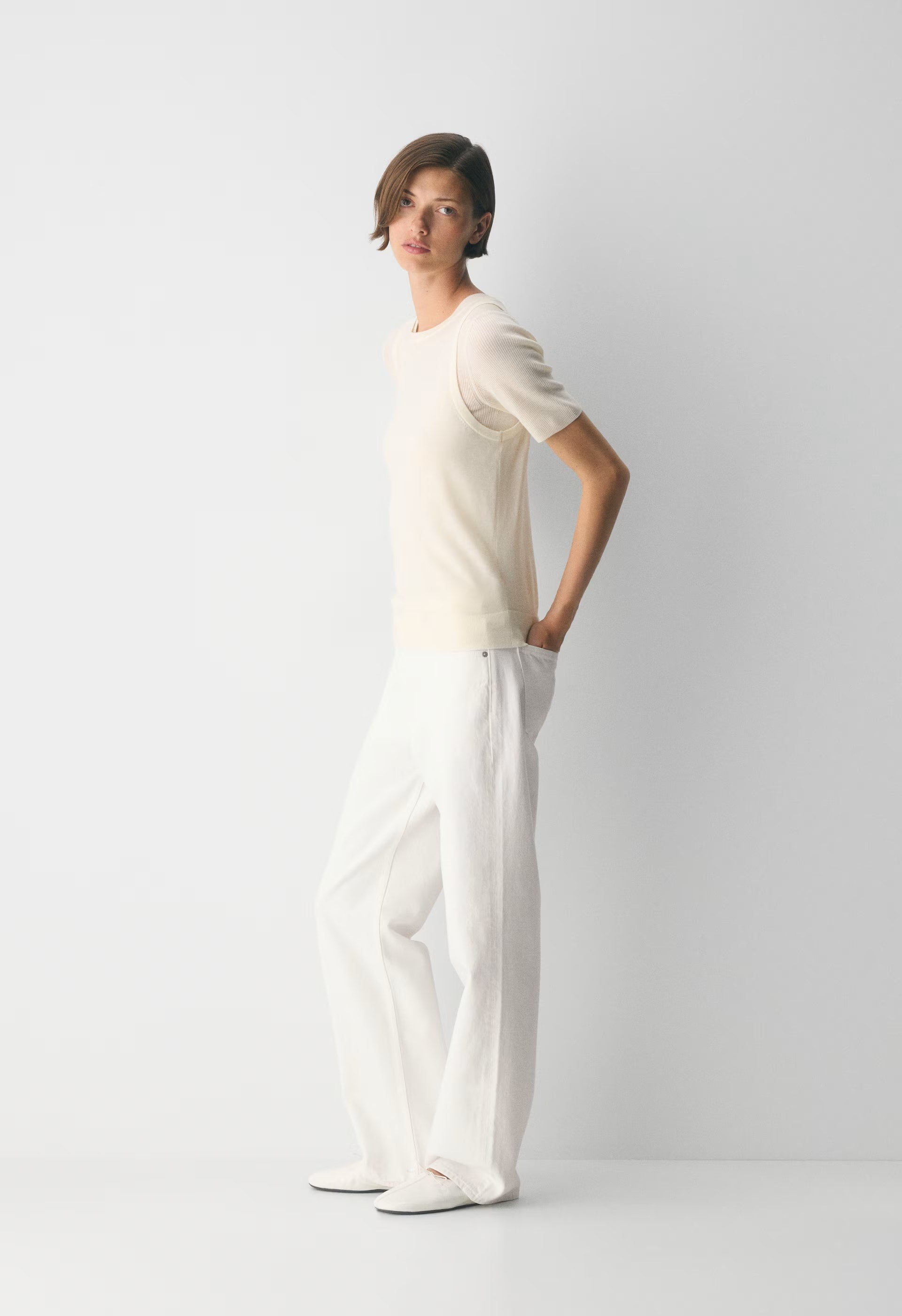 Fine Merino Wool Pasture Sweater Vest - LYCHEE WHITE