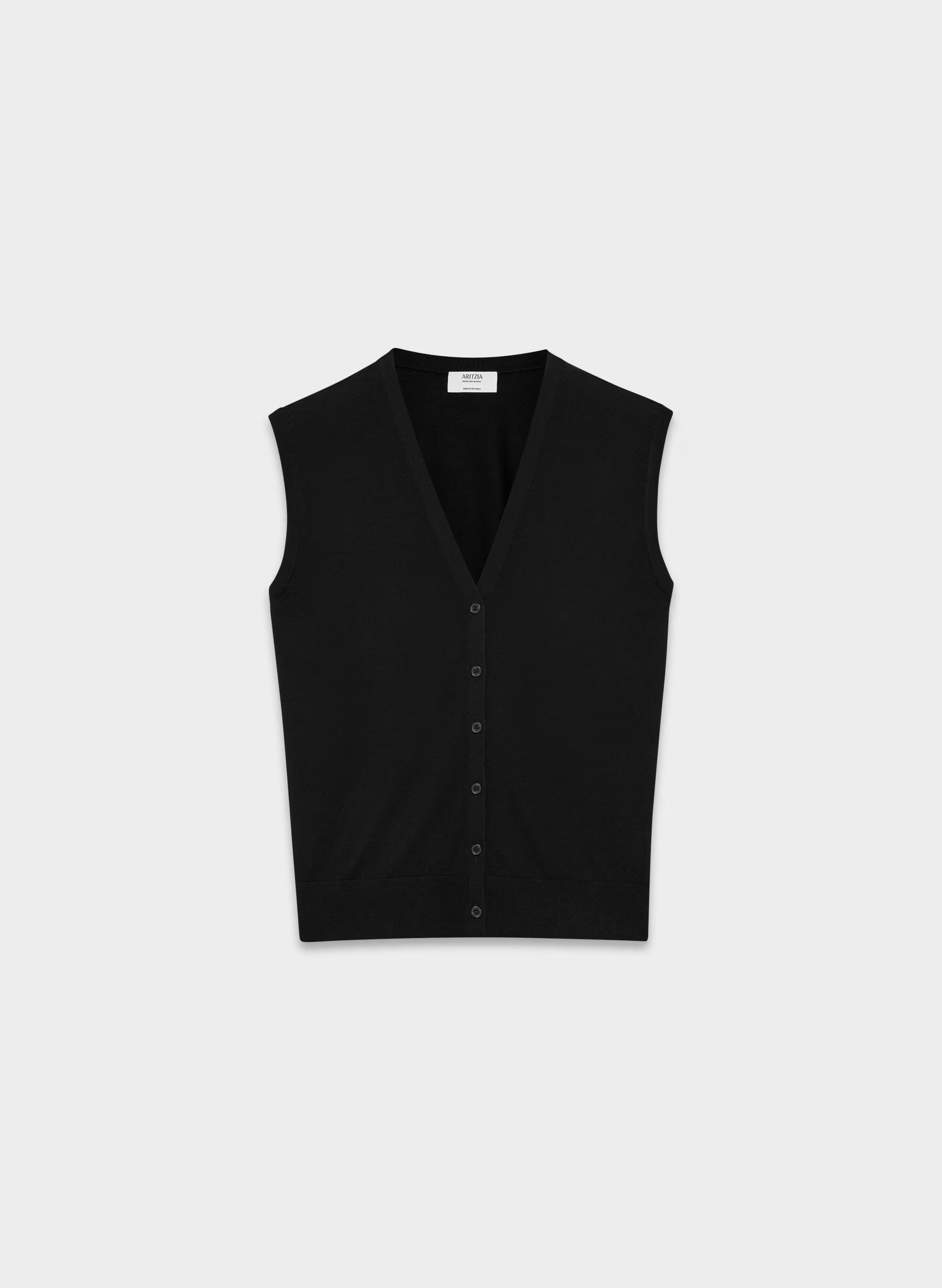 Fine Merino Wool Wedgewood Sweater Vest - BLACK