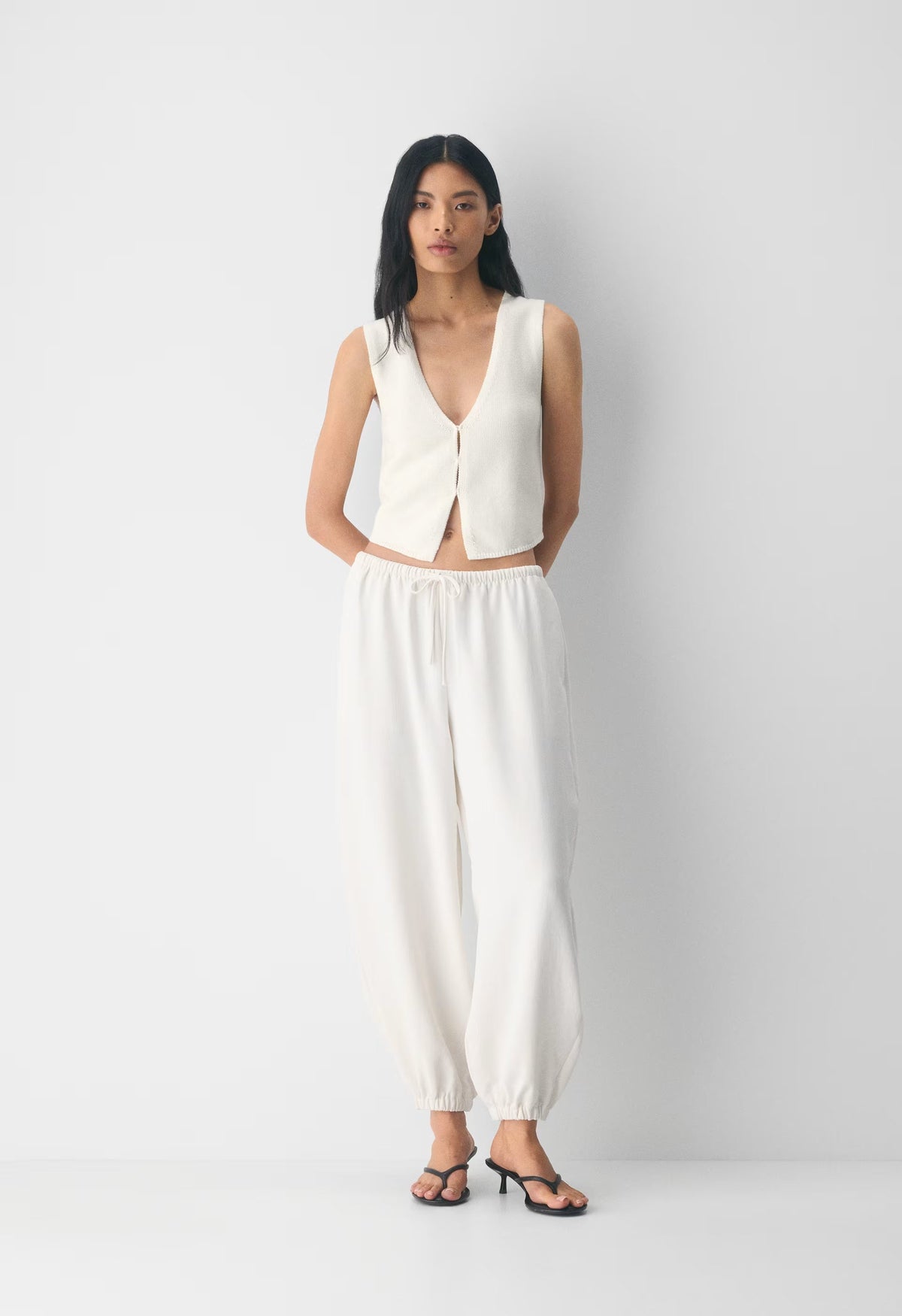 Cotton Charm™ Basque Sweater Vest - LIGHT BIRCH