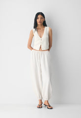 Cotton Charm™ Basque Sweater Vest - LIGHT BIRCH